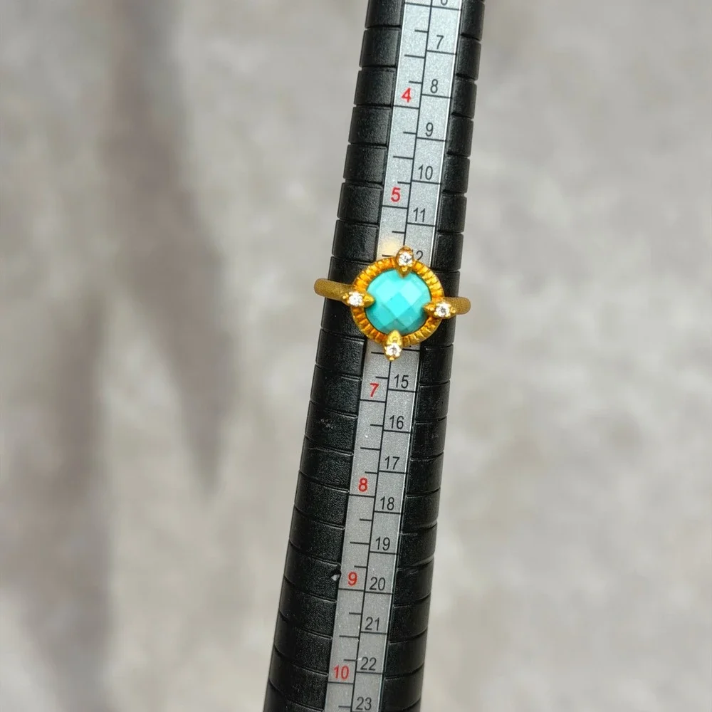 Freida Rothman BOHO Turquoise CZ 14K Gold over Sterling Silver Ring Size 6